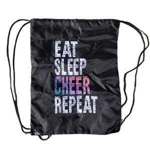 Nylon Lightweight Black Backpack (Never Used) w/ “Eat, Sleep, Cheer, Repeat